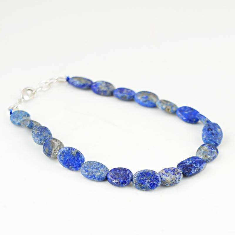 gemsmore:Natural Blue Lapis Lazuli Beads Bracelet - Oval Shape Beads