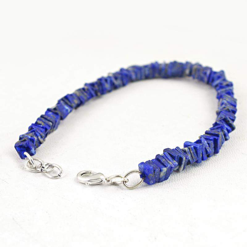 gemsmore:Natural Blue Lapis Lazuli Beads Bracelet