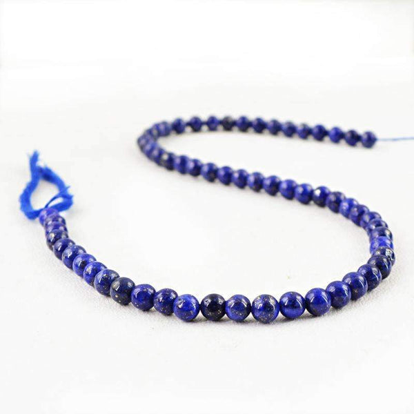 gemsmore:Natural Blue Lapis Lazuli Beads Strand - Drilled Round Shape