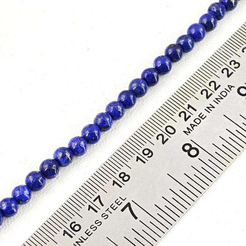 gemsmore:Natural Blue Lapis Lazuli Beads Strand - Drilled Round Shape