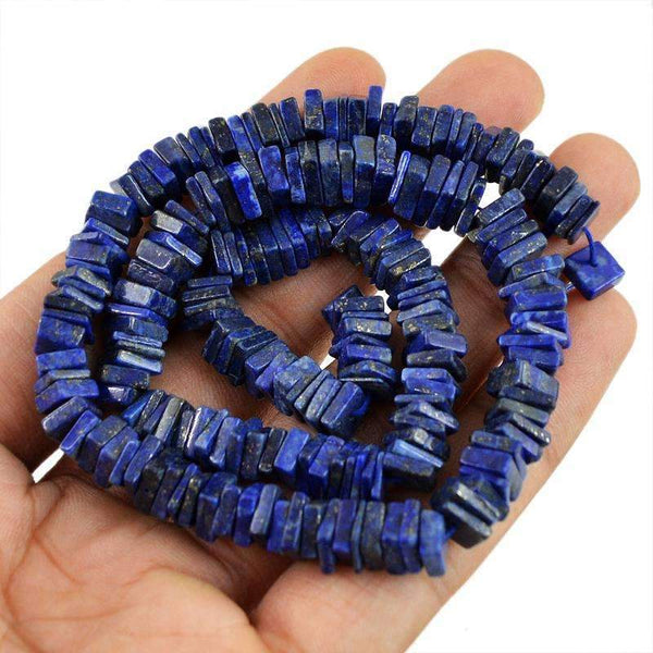 gemsmore:Natural Blue Lapis Lazuli Beads Strand - Drilled