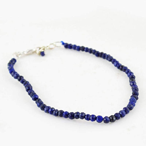 gemsmore:Natural Blue Lapis Lazuli Bracelet Faceted Round Shape Beads