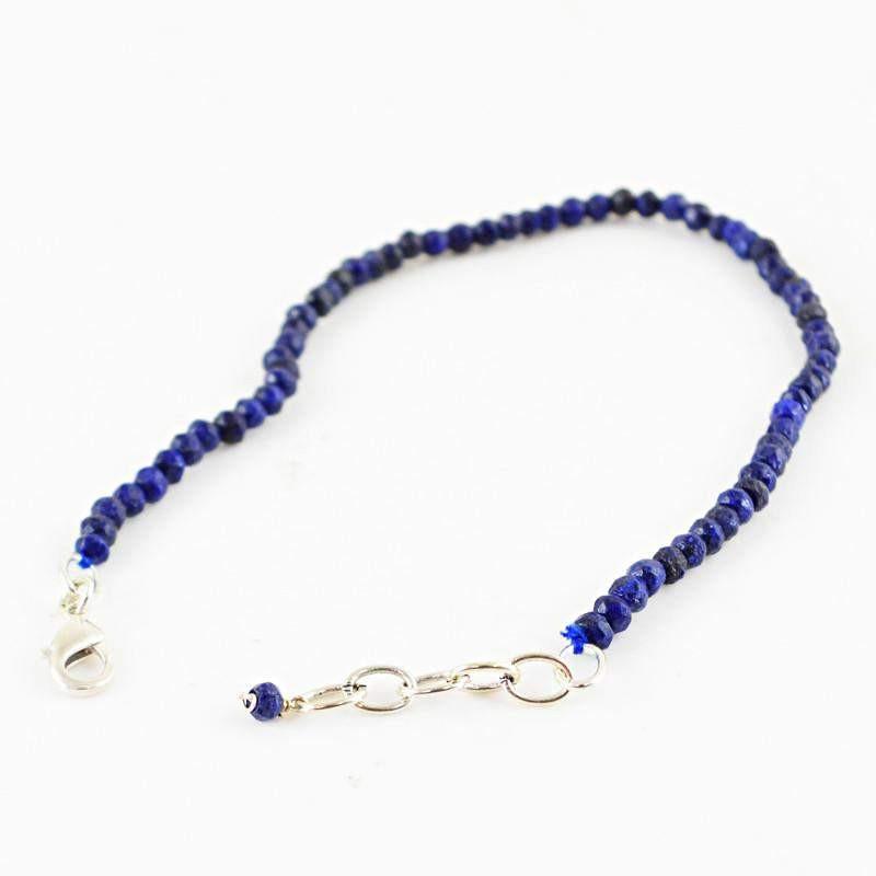 gemsmore:Natural Blue Lapis Lazuli Bracelet Faceted Round Shape Beads
