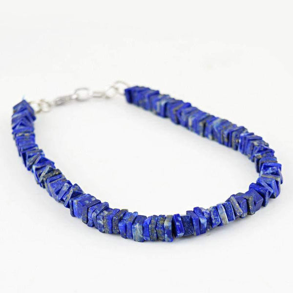 gemsmore:Natural Blue Lapis Lazuli Bracelet Genuine Beads