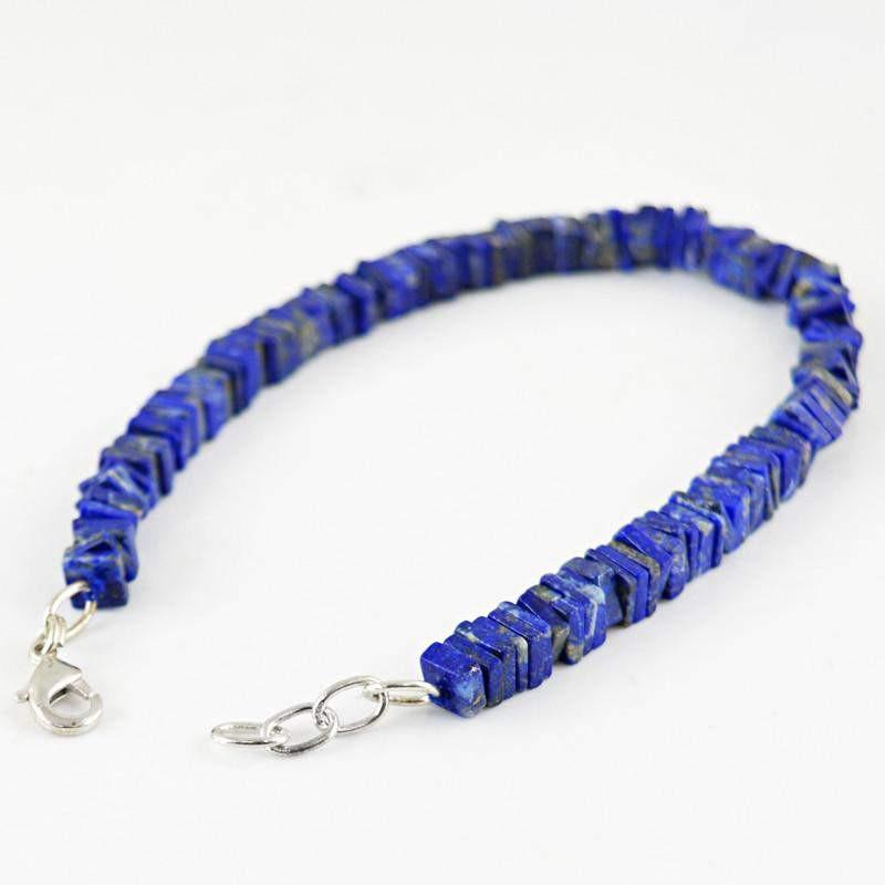 gemsmore:Natural Blue Lapis Lazuli Bracelet Genuine Beads