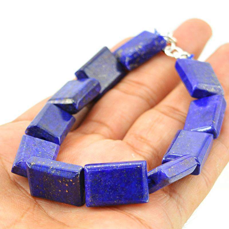 gemsmore:Natural Blue Lapis Lazuli Bracelet Genuine Beads