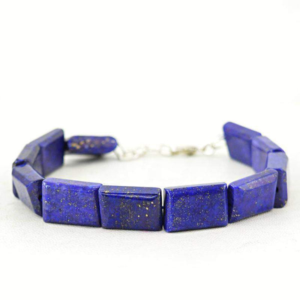 gemsmore:Natural Blue Lapis Lazuli Bracelet Genuine Beads