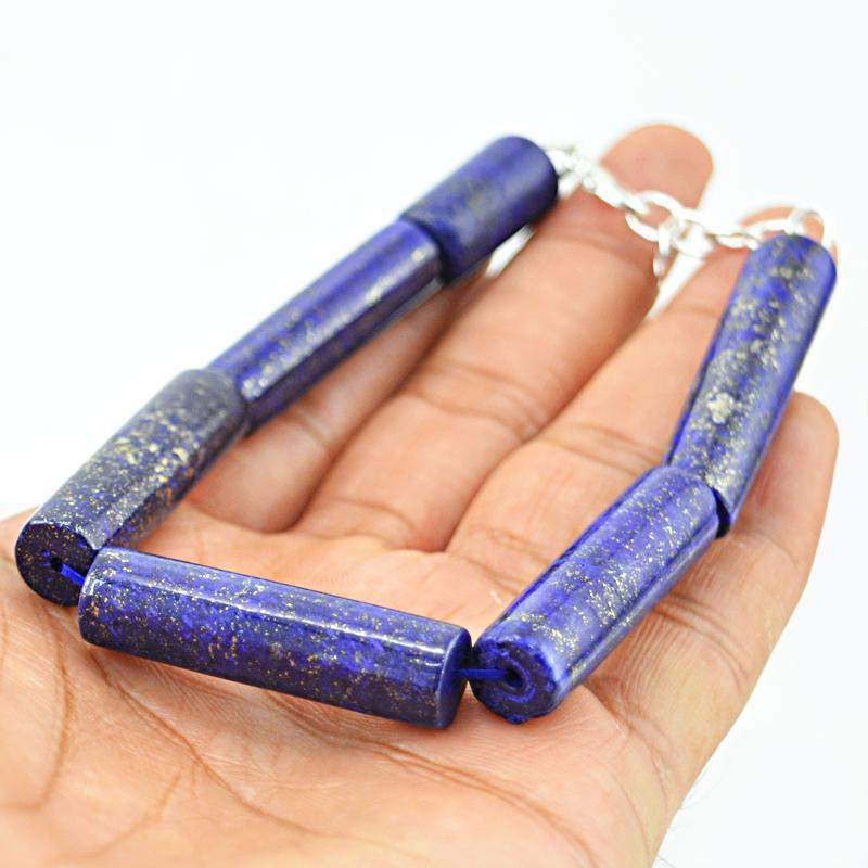 gemsmore:Natural Blue Lapis Lazuli Bracelet Genuine Beads
