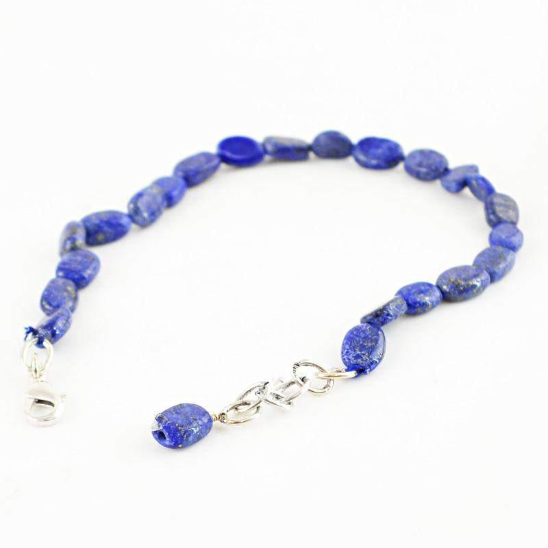 gemsmore:Natural Blue Lapis Lazuli Bracelet Oval Shape Untreated Beads