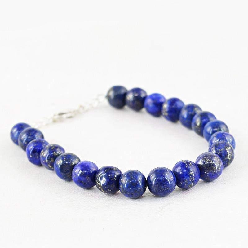 gemsmore:Natural Blue Lapis Lazuli Bracelet Round Beads