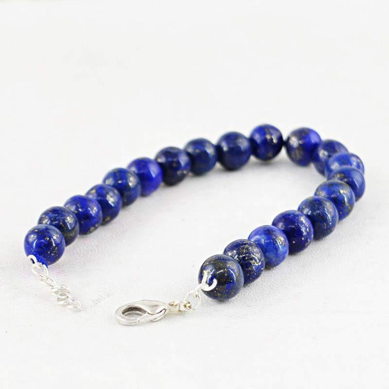 gemsmore:Natural Blue Lapis Lazuli Bracelet Round Beads