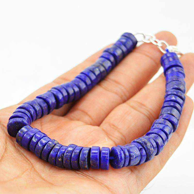 gemsmore:Natural Blue Lapis Lazuli Bracelet Round Beads