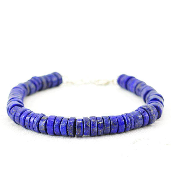 gemsmore:Natural Blue Lapis Lazuli Bracelet Round Beads