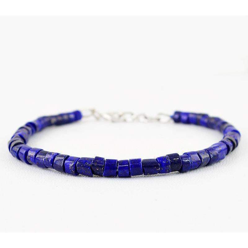 gemsmore:Natural Blue Lapis Lazuli Bracelet Round Shape Beads