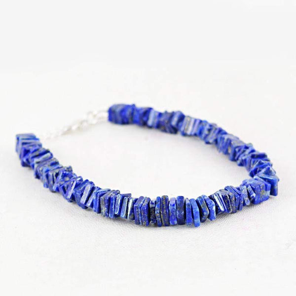 gemsmore:Natural Blue Lapis Lazuli Bracelet Unheated Beads