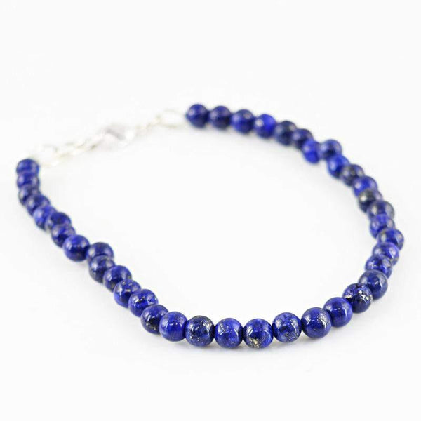 gemsmore:Natural Blue Lapis Lazuli Bracelet Unheated Beads