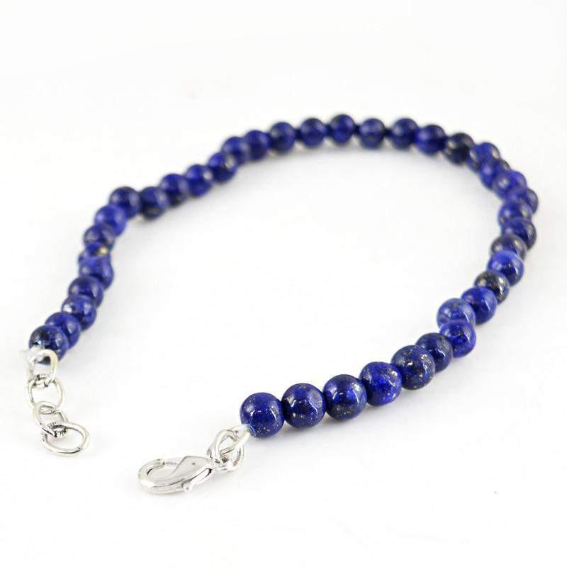 gemsmore:Natural Blue Lapis Lazuli Bracelet Unheated Beads