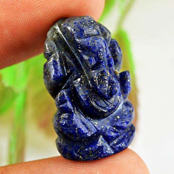gemsmore:Natural Blue Lapis Lazuli Carved Lord Ganesha Gemstone
