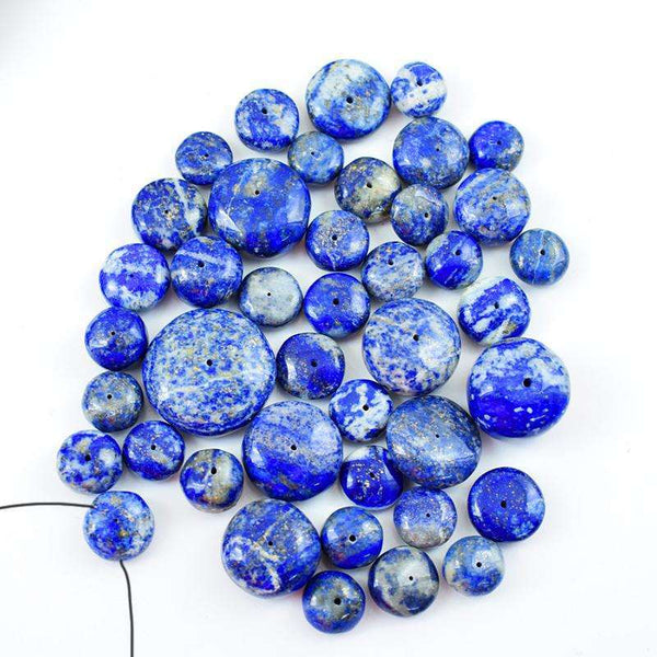 gemsmore:Natural Blue Lapis Lazuli Drilled Beads Lot