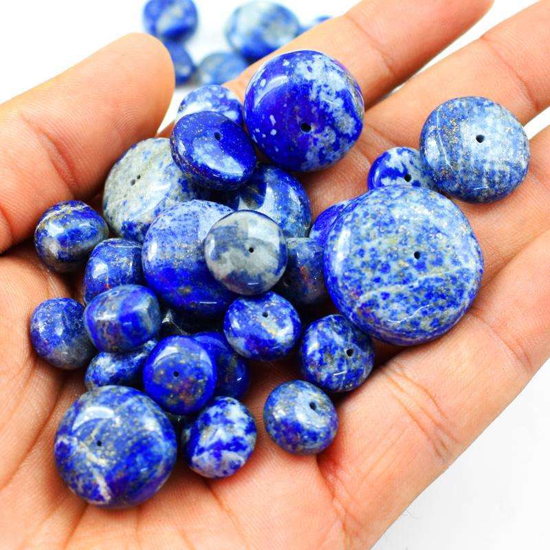 gemsmore:Natural Blue Lapis Lazuli Drilled Beads Lot