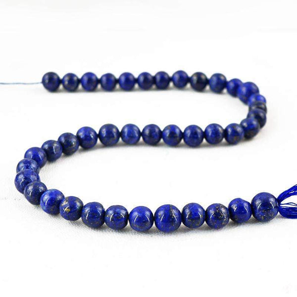 gemsmore:Natural Blue Lapis Lazuli Drilled Beads Strand - Round Shape