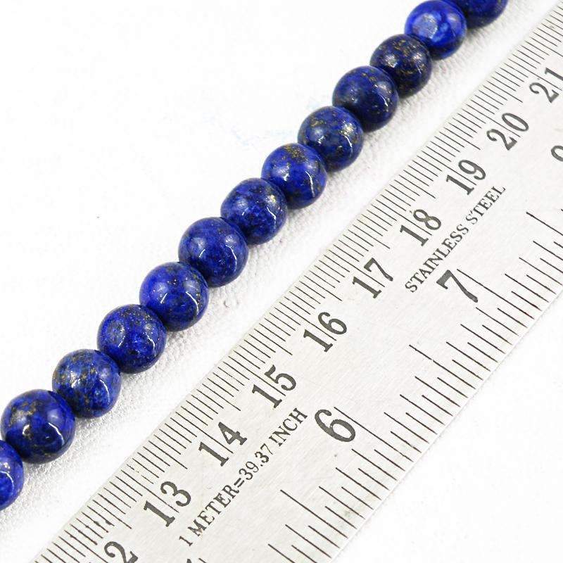 gemsmore:Natural Blue Lapis Lazuli Drilled Beads Strand - Round Shape