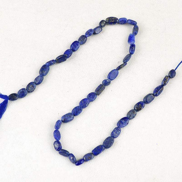 gemsmore:Natural Blue Lapis Lazuli Drilled Beads Strand