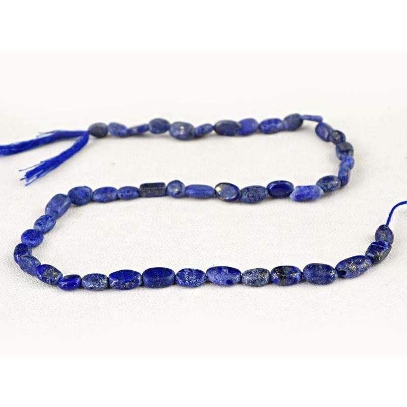 gemsmore:Natural Blue Lapis Lazuli Drilled Beads Strand