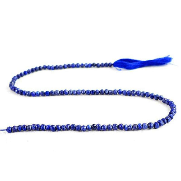 gemsmore:Natural Blue Lapis Lazuli Drilled Faceted Beads Strand