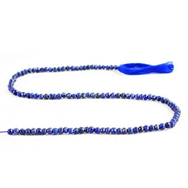 gemsmore:Natural Blue Lapis Lazuli Faceted Round Beads Strand