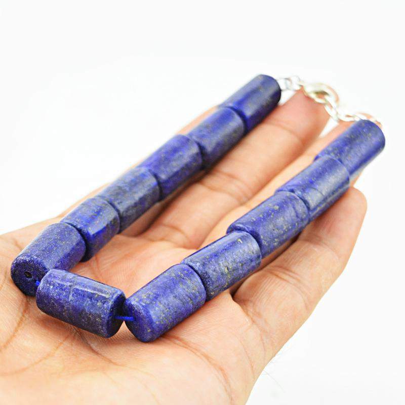 gemsmore:Natural Blue Lapis Lazuli Genuine Beads Bracelet