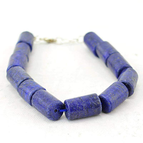 gemsmore:Natural Blue Lapis Lazuli Genuine Beads Bracelet