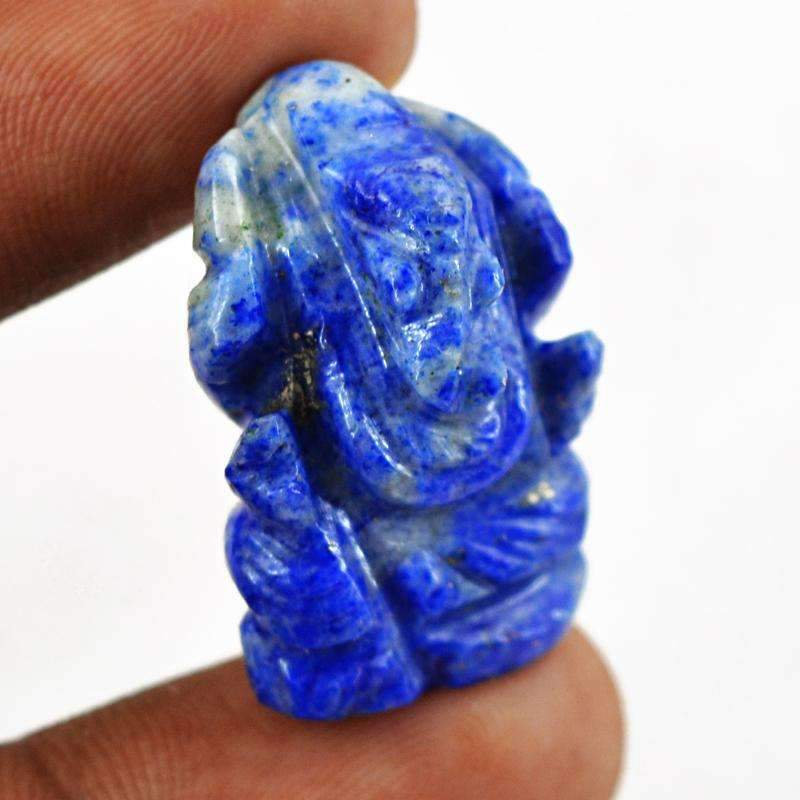 gemsmore:Natural Blue Lapis Lazuli Hand Carved Ganesha Gemstone