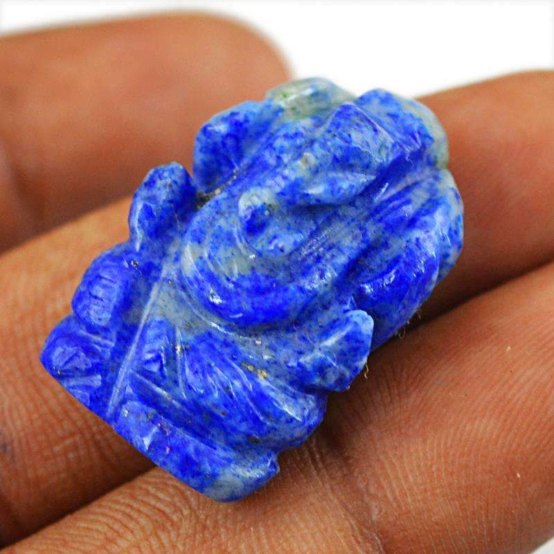 gemsmore:Natural Blue Lapis Lazuli Hand Carved Ganesha Gemstone