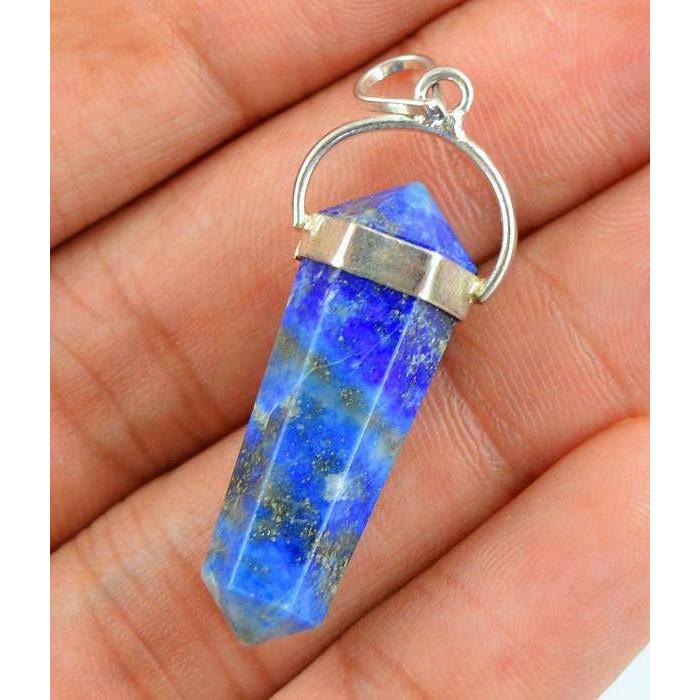 gemsmore:Natural Blue Lapis Lazuli Healing Pint Pendant
