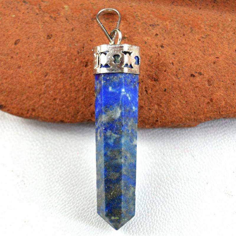 gemsmore:Natural Blue Lapis Lazuli Healing Point Pendant