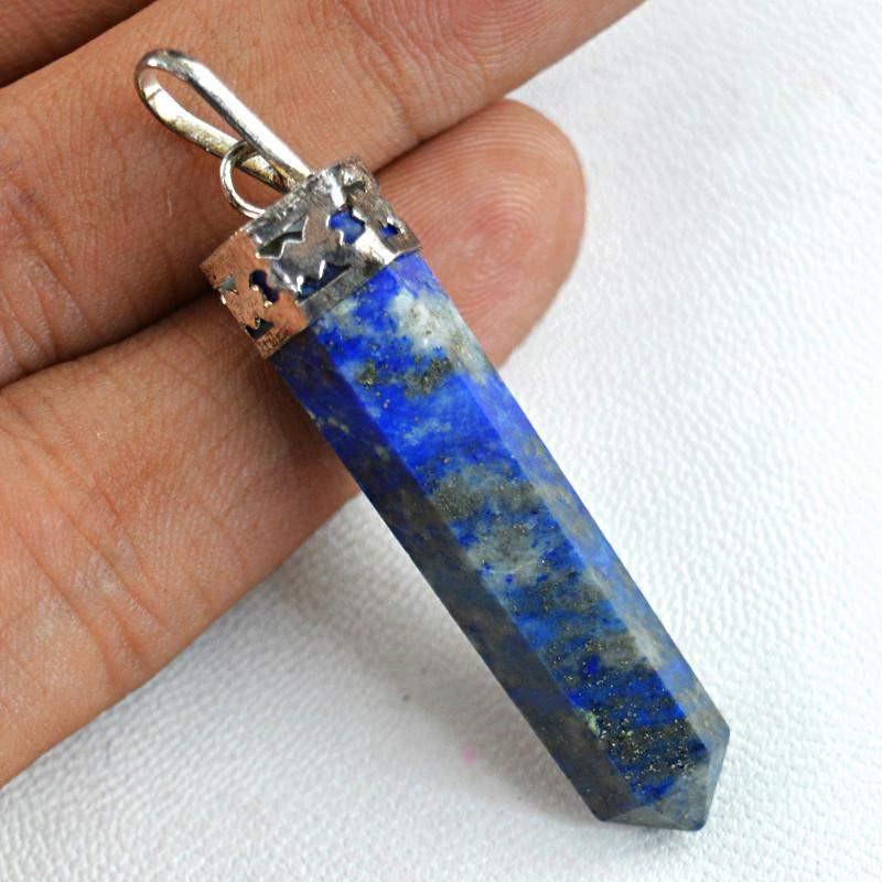 gemsmore:Natural Blue Lapis Lazuli Healing Point Pendant