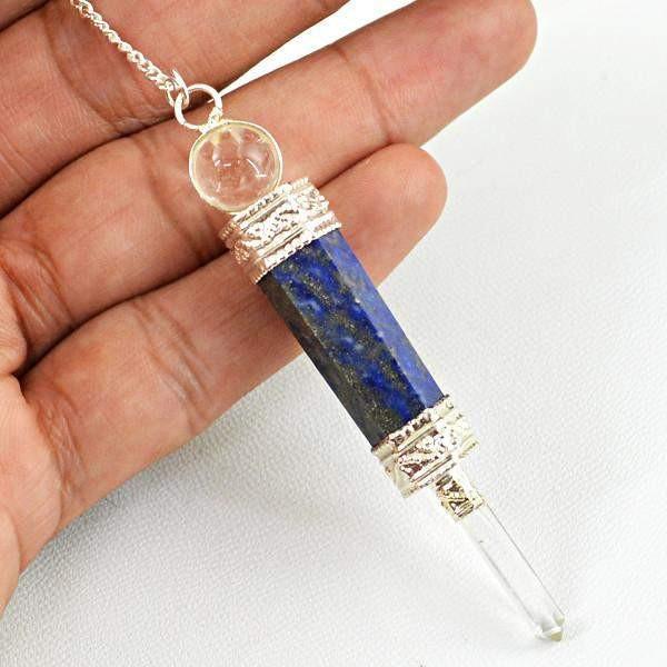 gemsmore:Natural Blue Lapis Lazuli Healing Point Pendulum