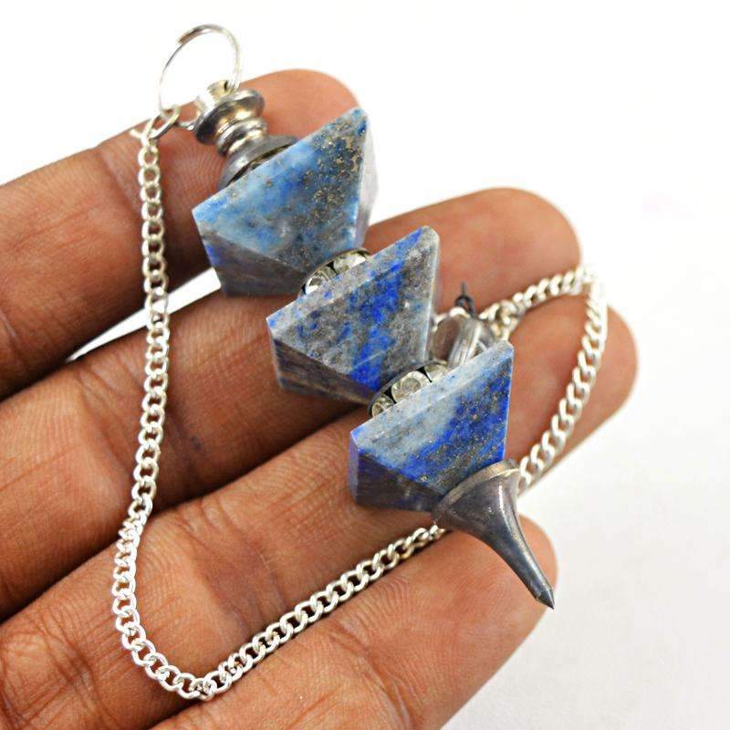 gemsmore:Natural Blue Lapis Lazuli Healing Pyramid Pendulum