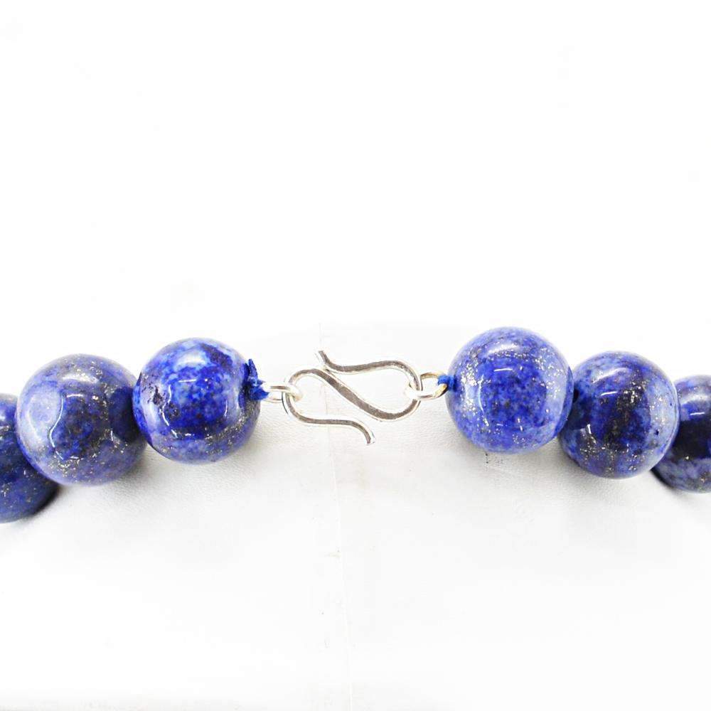 gemsmore:Natural Blue Lapis Lazuli Necklace 20 Inches Long Round Shape Beads
