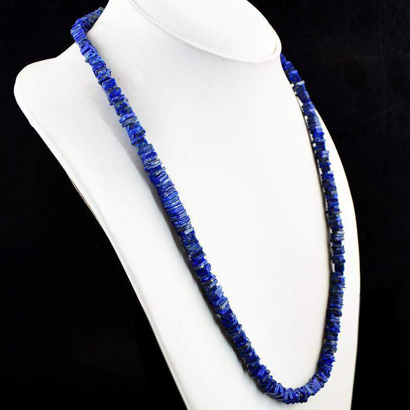 gemsmore:Natural Blue Lapis Lazuli Necklace 20 Inches Long Untreated Beads