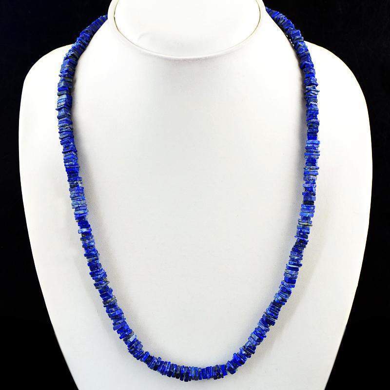 gemsmore:Natural Blue Lapis Lazuli Necklace 20 Inches Long Untreated Beads