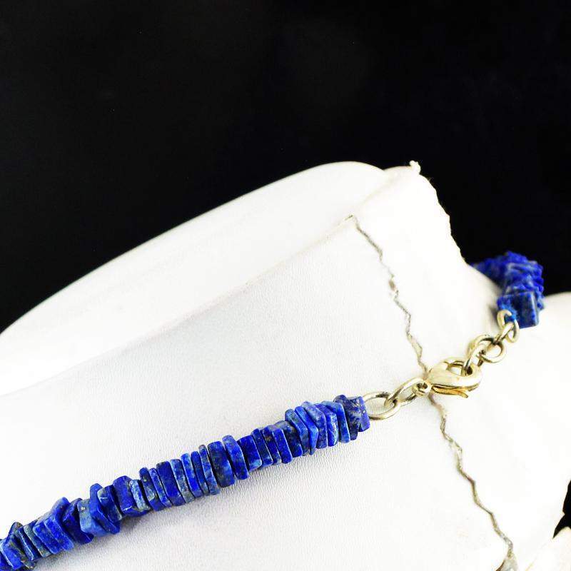 gemsmore:Natural Blue Lapis Lazuli Necklace 20 Inches Long Untreated Beads