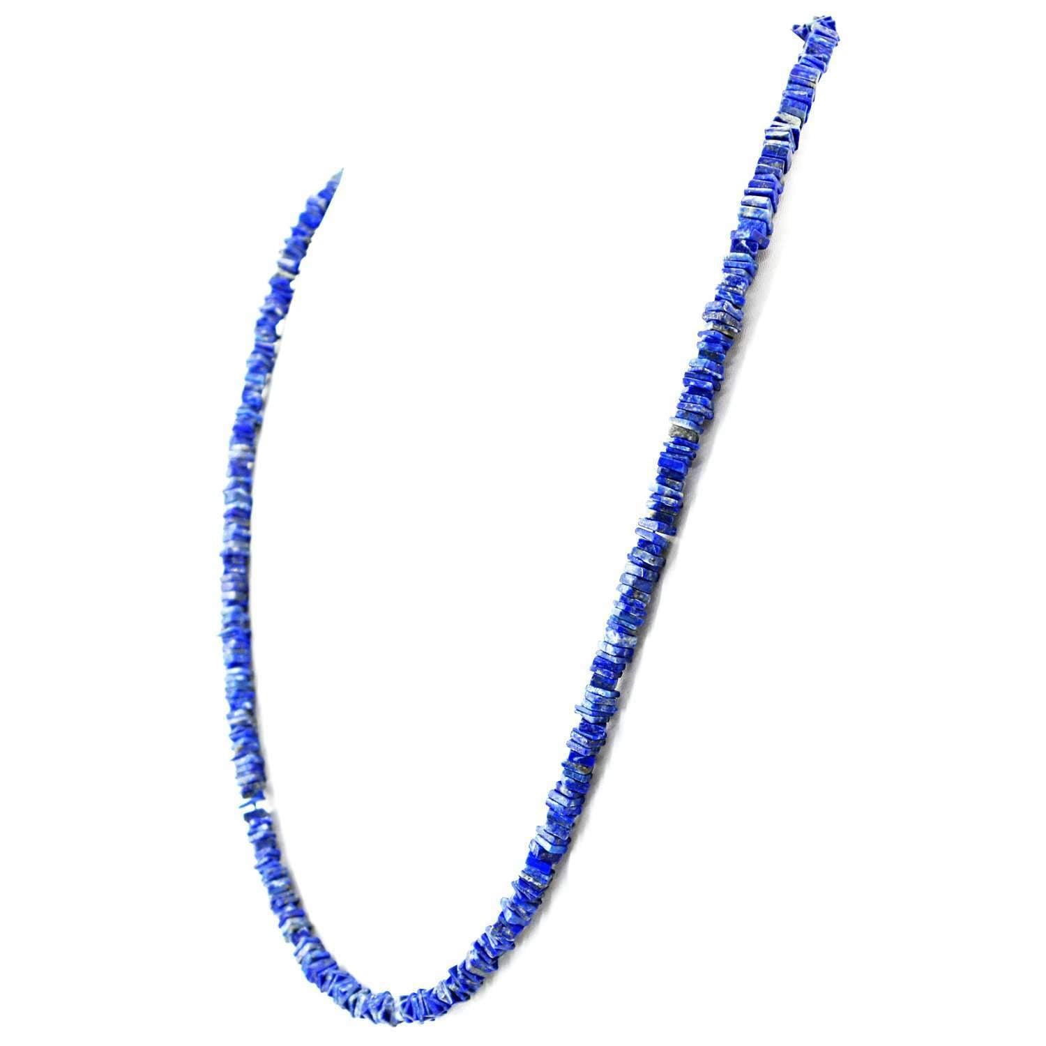 gemsmore:Natural Blue Lapis Lazuli Necklace 20 Inches Long Untreated Beads