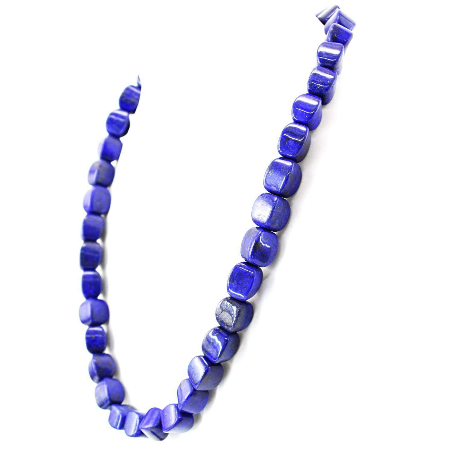 gemsmore:Natural Blue Lapis Lazuli Necklace 20 Inches Long Untreated Beads