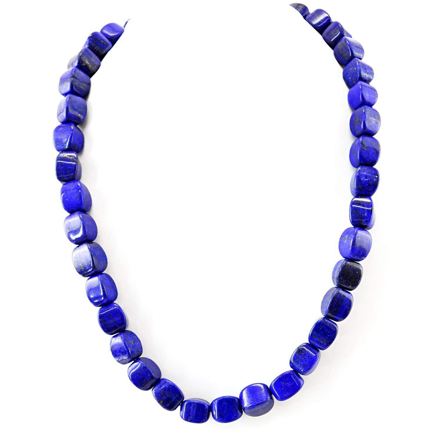 gemsmore:Natural Blue Lapis Lazuli Necklace 20 Inches Long Untreated Beads