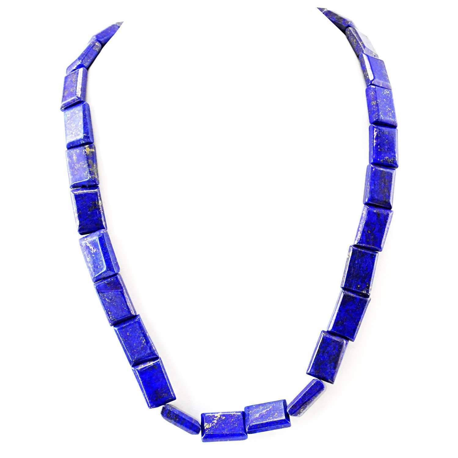 gemsmore:Natural Blue Lapis Lazuli Necklace 20 Inches Long Untreated Beads