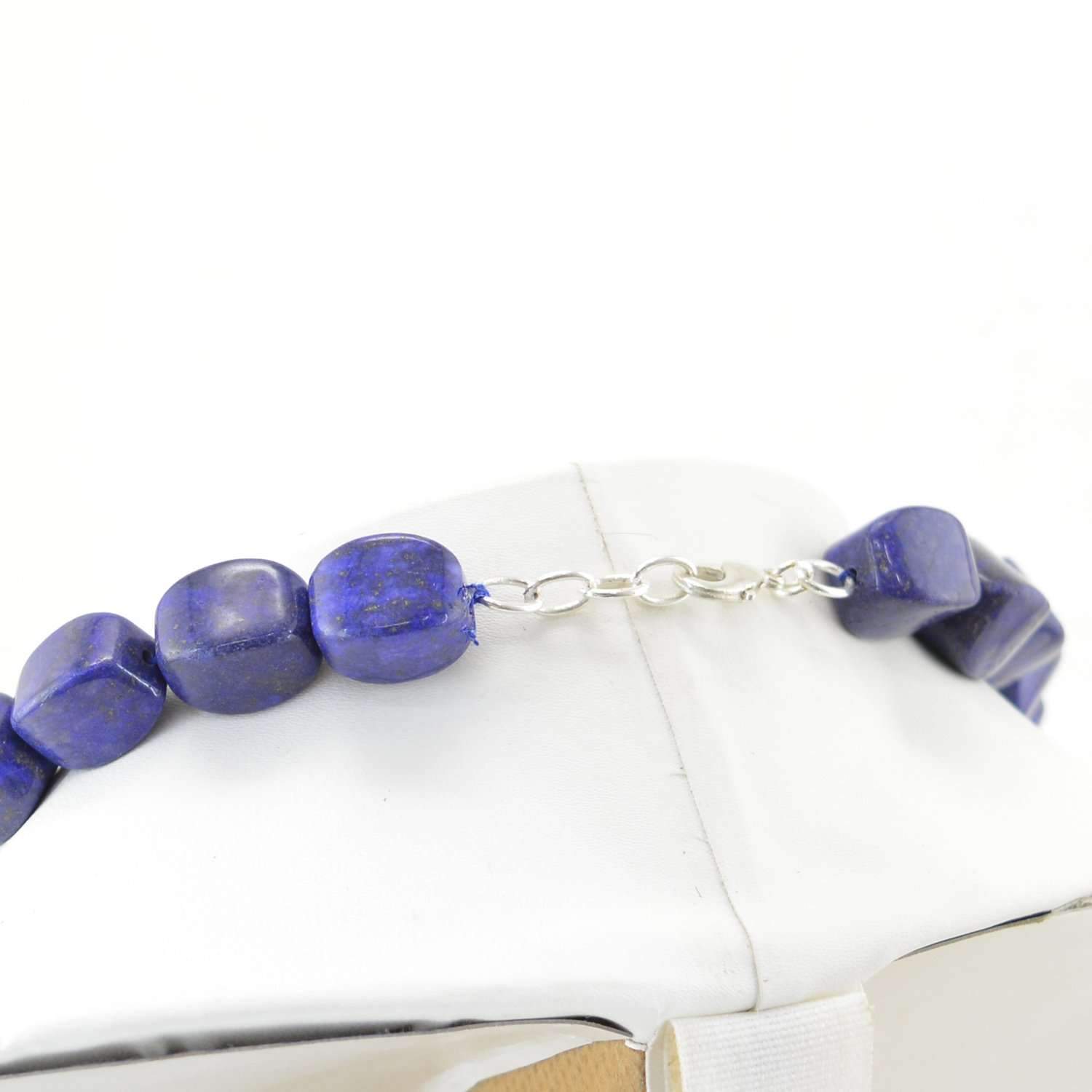 gemsmore:Natural Blue Lapis Lazuli Necklace 20 Inches Long Untreated Beads