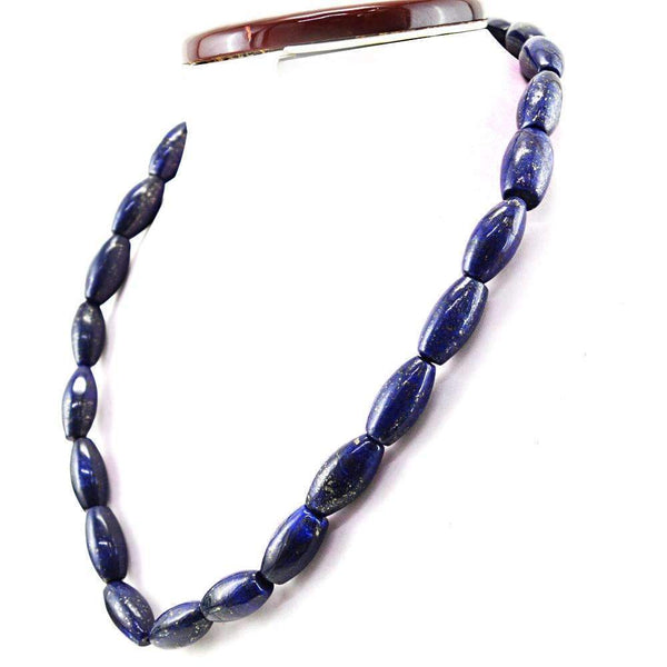 gemsmore:Natural Blue Lapis Lazuli Necklace 20 Inches Long Untreated Beads