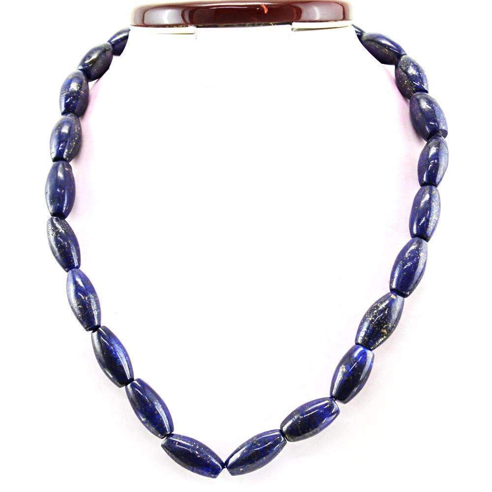 gemsmore:Natural Blue Lapis Lazuli Necklace 20 Inches Long Untreated Beads